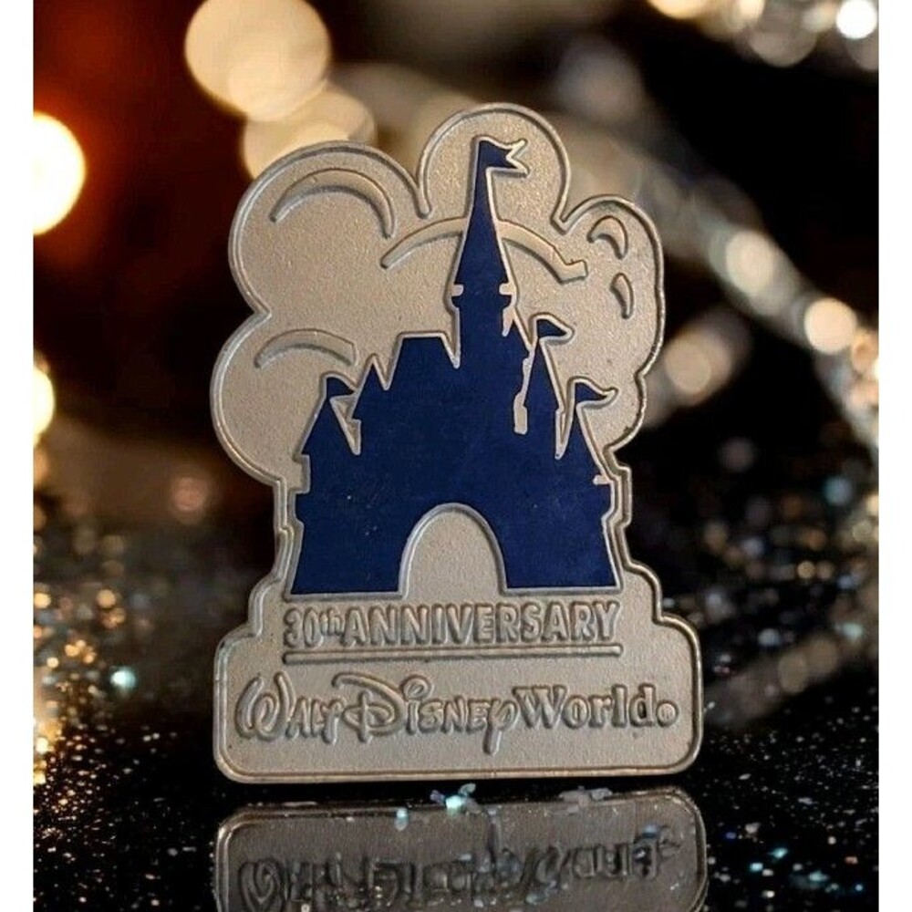 Disney Lapel Hat Official Trading Pin 30th Anniversary Blue Castle  1 ¾ " Tall